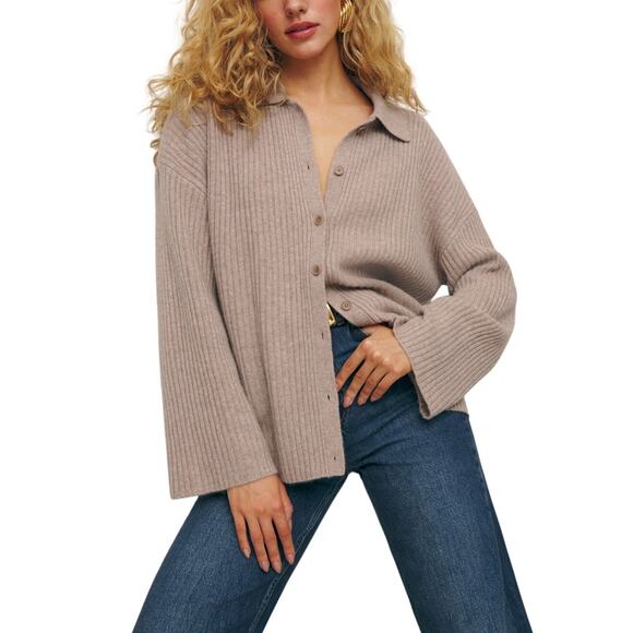 Reformation Sweaters - Reformation Cashmere Oatmeal Fantino Cardigan Size XS